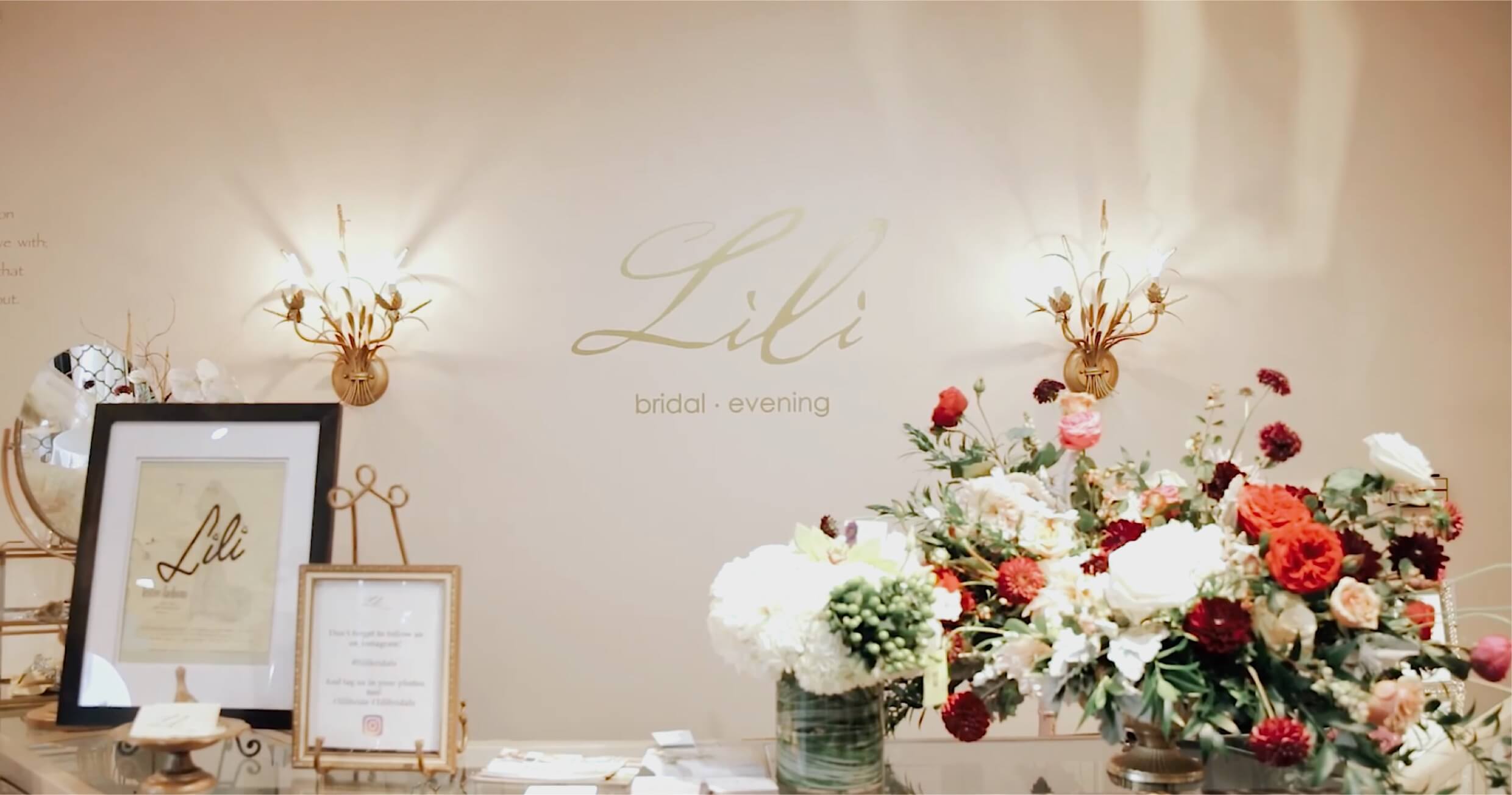 Entrance Into Lili Bridal Store With Logo On Wall.